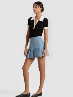 Alice and Olivia MINI*CARTER DENIM SKIRT SOFT WHITE