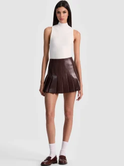 Alice and Olivia MINI*CARTER VEGAN MINI SKIRT BLACK