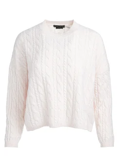 Alice and Olivia PULLOVERS*CECILIE CASHMERE CABLEKNIT PULLOVER GREY MINERAL