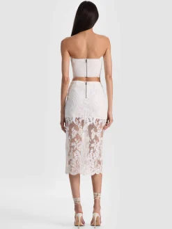 Alice and Olivia CROP TOPS*CERESI EMBELLISHED LACE BANDEAU TOP BLACK/OFF WHITE