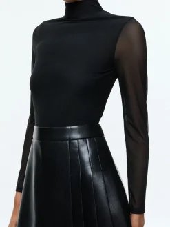 Alice and Olivia MINI*CHARA VEGAN MINI DRESS CAMEL