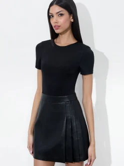 Alice and Olivia MINI*CHARA VEGAN MINI DRESS CAMEL