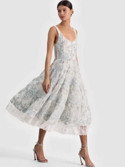 Alice and Olivia MIDI*CHARLOTTE LACE MIDI DRESS