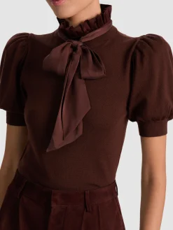 Alice and Olivia PULLOVERS*CHASE PUFF SLEEVE SWEATER BLACK