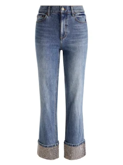 Alice and Olivia JEANS*CHIC EMBELLISHED ANKLE JEAN DARLA LIGHT INDIGO