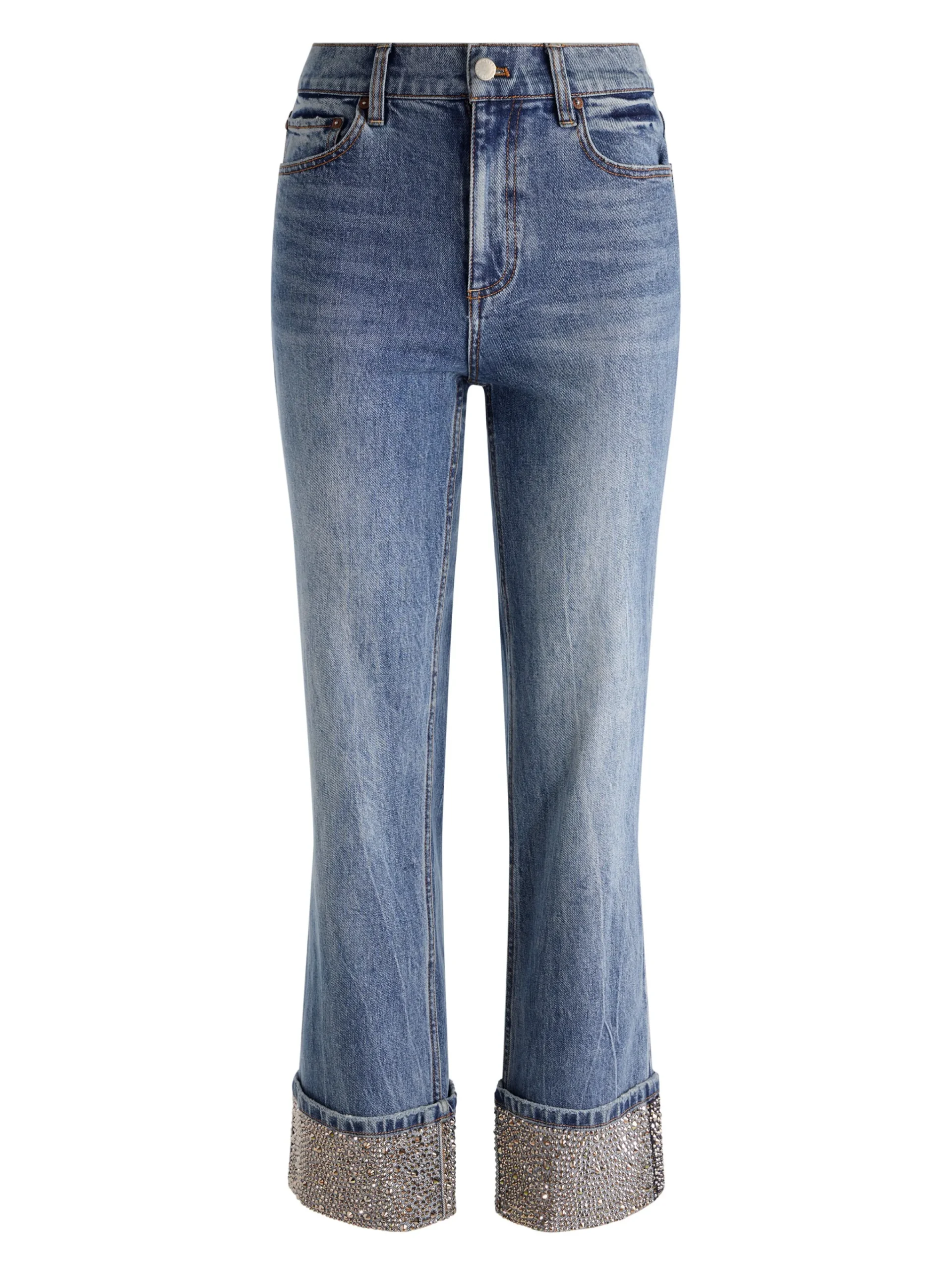 Alice and Olivia JEANS*CHIC EMBELLISHED ANKLE JEAN DARLA LIGHT INDIGO