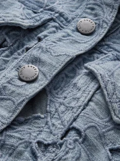 Alice and Olivia DENIM*CHLOE LASER-CUT DENIM JACKET ROCKSTAR BLUE