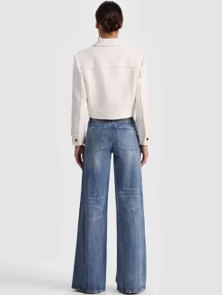 Alice and Olivia ANDREW PANT|JADE MESH BUTTON DOWN*CHLOE TWEED JACKET CAROLINA BLUE