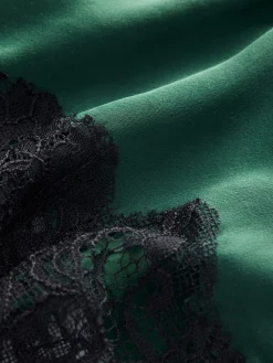 Alice and Olivia TANKS*CLAUDIA LACE SLIP TOP GREEN MYSTIQUE/BLACK