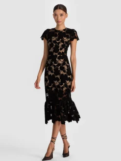 Alice and Olivia MIDI*CLOVER OPEN BACK MIDI DRESS OXBLOOD