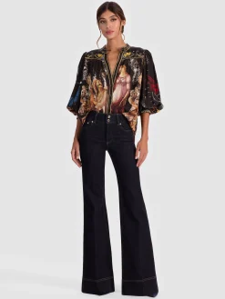 Alice and Olivia BLOUSES*CORA BUTTON DOWN BLOUSE VISIONARY