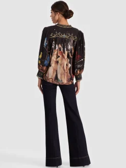 Alice and Olivia BLOUSES*CORA BUTTON DOWN BLOUSE VISIONARY