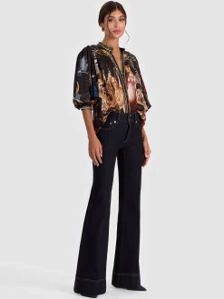 Alice and Olivia BLOUSES*CORA BUTTON DOWN BLOUSE VISIONARY