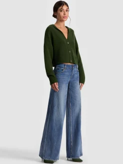 Alice and Olivia CARDIGANS*COREY HOODED CASHMERE CARDIGAN GREY MINERAL