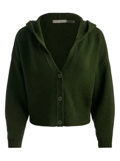 Alice and Olivia CARDIGANS*COREY HOODED CASHMERE CARDIGAN GREY MINERAL