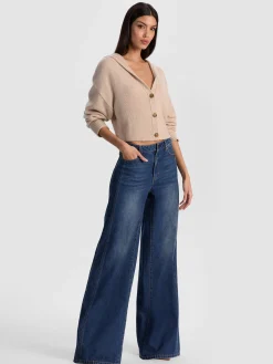 Alice and Olivia CARDIGANS*COREY HOODED CASHMERE CARDIGAN BUTTER