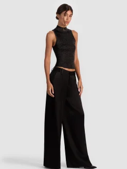 Alice and Olivia TANKS*DARCEY METALLIC TANK SOFT WHITE