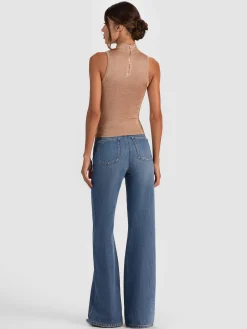 Alice and Olivia TANKS*DARCEY METALLIC TANK DARLA LIGHT INDIGO