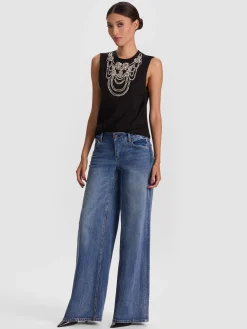 Alice and Olivia TANKS*DEDE EMBELLISHED TANK GREY MINERAL