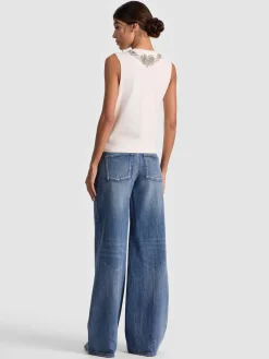 Alice and Olivia TANKS*DEDE EMBELLISHED TANK OFF WHITE