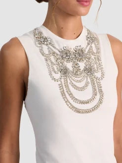 Alice and Olivia TANKS*DEDE EMBELLISHED TANK OFF WHITE