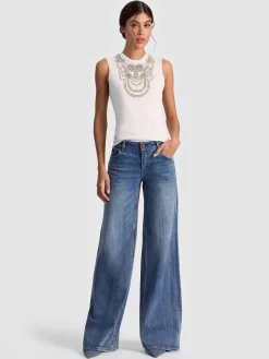 Alice and Olivia TANKS*DEDE EMBELLISHED TANK OFF WHITE