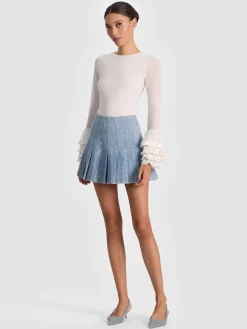 Alice and Olivia CROP TOPS*DELAINA TOP WITH RUFFLE CUFF PAISLEY POEM