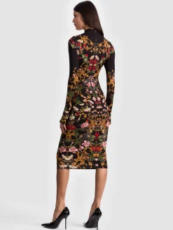 Alice and Olivia MIDI*DELORA MIDI DRESS REGAL RETREAT