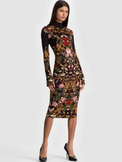 Alice and Olivia MIDI*DELORA MIDI DRESS REGAL RETREAT