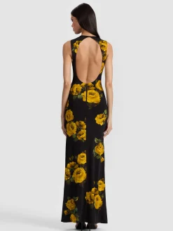 Alice and Olivia MAXI*DELORA OPEN BACK MAXI DRESS