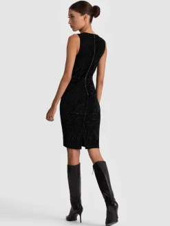 Alice and Olivia MIDI*DELORA SUEDE MIDI DRESS