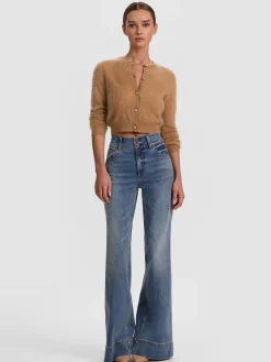 Alice and Olivia CARDIGANS*DOLLIE BRUSHED CASHMERE CARDIGAN SAGE