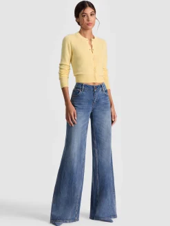 Alice and Olivia CARDIGANS*DOLLIE CASHMERE CARDIGAN DARLA LIGHT INDIGO