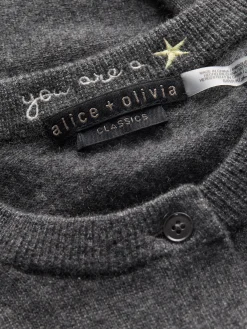 Alice and Olivia CARDIGANS*DOLLIE CASHMERE CARDIGAN GREY MINERAL