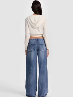 Alice and Olivia CARDIGANS*DOLLIE CASHMERE ZIP-UP HOODIE GREY MINERAL