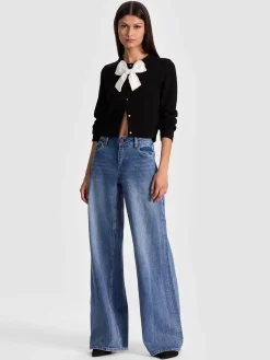 Alice and Olivia CARDIGANS*DOLLIE EMBELLISHED CARDIGAN GREY MINERAL