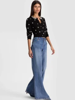 Alice and Olivia CARDIGANS*DOLLIE EMBELLISHED CARDIGAN GREY MINERAL