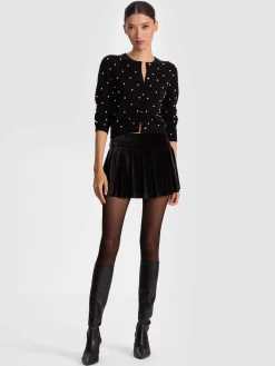 Alice and Olivia CARDIGANS*DOLLIE EMBELLISHED CASHMERE CARDIGAN BLACK