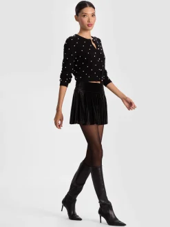 Alice and Olivia CARDIGANS*DOLLIE EMBELLISHED CASHMERE CARDIGAN BLACK