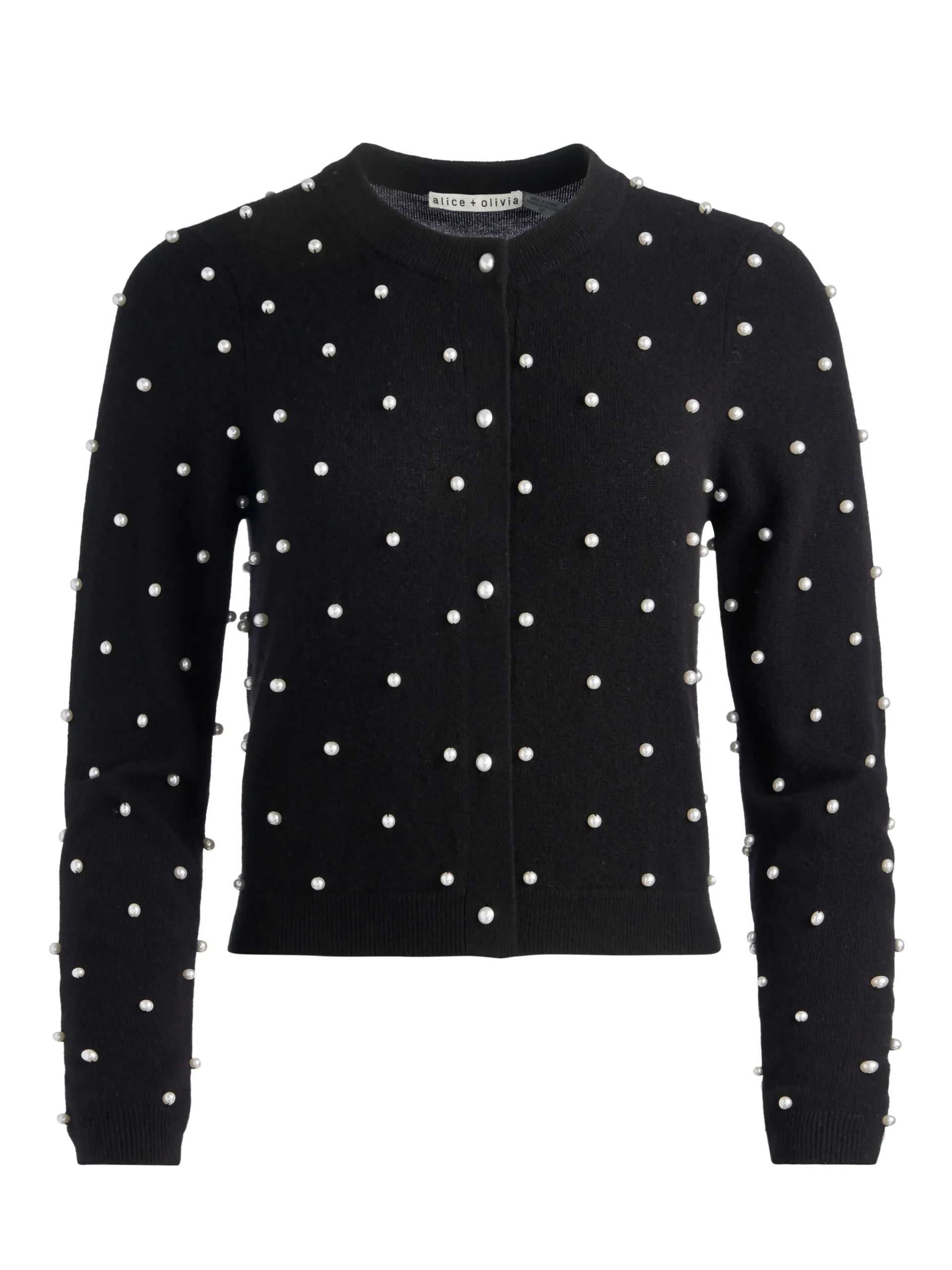 Alice and Olivia CARDIGANS*DOLLIE EMBELLISHED CASHMERE CARDIGAN BLACK