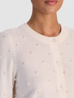 Alice and Olivia CARDIGANS*DOLLIE EMBELLISHED CASHMERE CARDIGAN DARLA LIGHT INDIGO