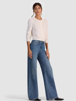 Alice and Olivia CARDIGANS*DOLLIE EMBELLISHED CASHMERE CARDIGAN DARLA LIGHT INDIGO