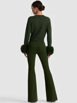 Alice and Olivia CARDIGANS*DOLLIE FAUX FUR CUFF CARDIGAN BLACK