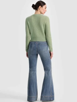 Alice and Olivia CARDIGANS*DOLLIE POINTELLE CASHMERE CARDIGAN ENGLISH ROSE