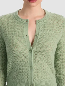 Alice and Olivia CARDIGANS*DOLLIE POINTELLE CASHMERE CARDIGAN ENGLISH ROSE