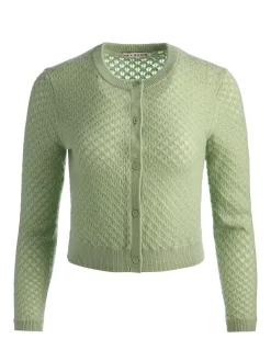 Alice and Olivia CARDIGANS*DOLLIE POINTELLE CASHMERE CARDIGAN ENGLISH ROSE