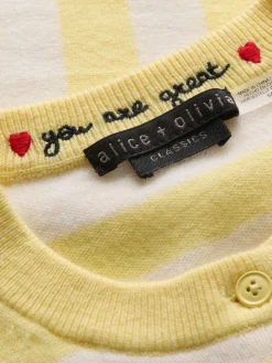 Alice and Olivia CARDIGANS*DOLLIE STRIPED CASHMERE CARDIGAN DARK CHOCOLATE/PRALINE