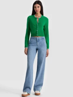 Alice and Olivia SETS*DOLLIE TWO TONE CASHMERE CARDIGAN