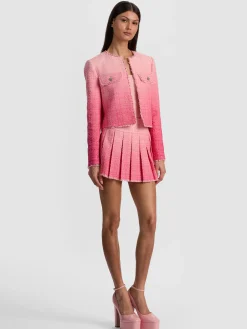 Alice and Olivia ANDREW PANT|JADE MESH BUTTON DOWN*DUMONT EMBELLISHED TWEED JACKET SAGE