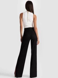 Alice and Olivia WIDE LEG*DYLAN PANT WITH SIDE STRIPE BLACK